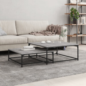 vidaXL 2-delige Tafeltjesset bewerkt hout grijs sonoma eikenkleurig