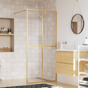 vidaXL Inloopdouchewand transparant 90x195 cm ESG-glas goudkleurig