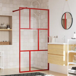 vidaXL Inloopdouchewand transparant 100x195 cm ESG-glas rood