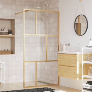 vidaXL Inloopdouchewand transparant 100x195 cm ESG-glas goudkleurig