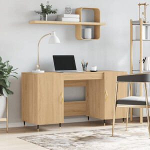 vidaXL Bureau 140x50x75 cm bewerkt hout sonoma eikenkleurig