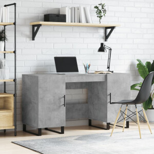 vidaXL Bureau 140x50x75 cm bewerkt hout betongrijs