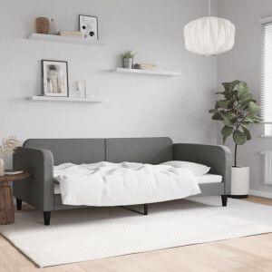 vidaXL Slaapbank 100x200 cm stof donkergrijs