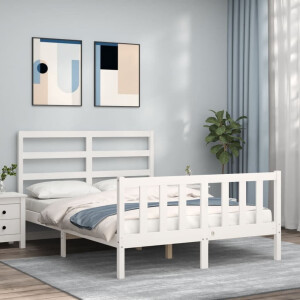 vidaXL Bedframe zonder matras massief grenenhout wit 120x200 cm