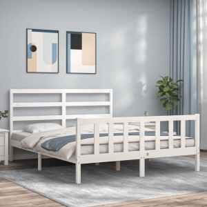 vidaXL Bedframe zonder matras massief grenenhout wit 160x200 cm