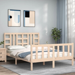 vidaXL Bedframe met hoofdbord massief hout