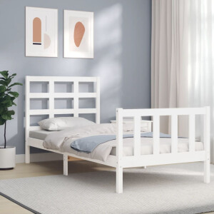 vidaXL Bedframe met hoofdbord massief hout wit