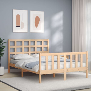vidaXL Bedframe met hoofdbord massief hout
