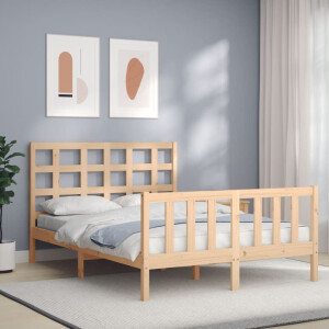 vidaXL Bedframe met hoofdbord massief hout