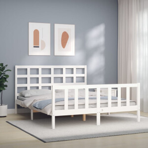 vidaXL Bedframe zonder matras massief grenenhout wit 160x200 cm
