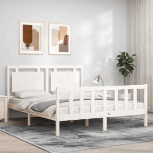 vidaXL Bedframe zonder matras massief grenenhout wit 160x200 cm