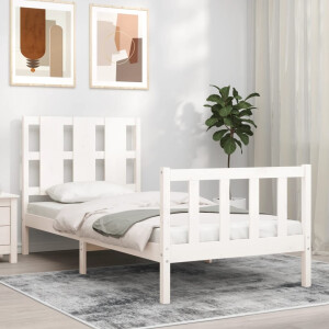vidaXL Bedframe zonder matras massief grenenhout wit 90x190 cm