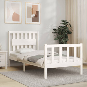 vidaXL Bedframe met hoofdbord massief hout wit