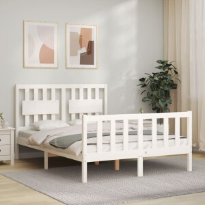 vidaXL Bedframe zonder matras massief grenenhout wit 140x200 cm