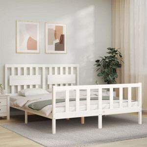 vidaXL Bedframe zonder matras massief grenenhout wit 160x200 cm