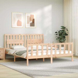 vidaXL Bedframe met hoofdbord massief hout