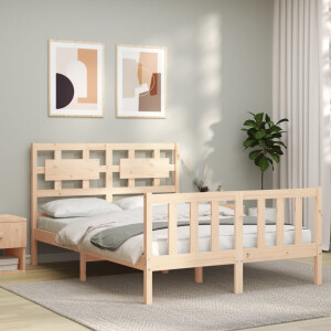 vidaXL Bedframe met hoofdbord massief hout