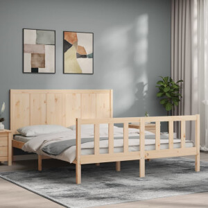 vidaXL Bedframe met hoofdbord massief hout