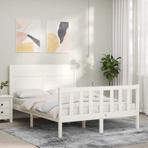 vidaXL Bedframe zonder matras massief grenenhout wit 140x190 cm