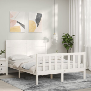 vidaXL Bedframe zonder matras massief grenenhout wit 140x200 cm