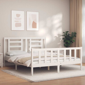 vidaXL Bedframe zonder matras massief grenenhout wit 160x200 cm