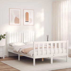 vidaXL Bedframe met hoofdbord massief hout wit