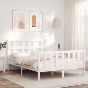 vidaXL Bedframe zonder matras massief grenenhout wit 140x200 cm