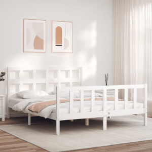 vidaXL Bedframe zonder matras massief grenenhout wit 160x200 cm
