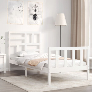 vidaXL Bedframe zonder matras massief grenenhout wit 140x200 cm