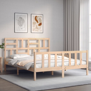 vidaXL Bedframe met hoofdbord massief hout
