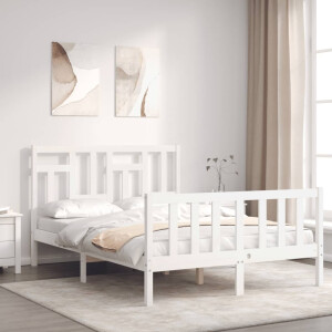 vidaXL Bedframe met hoofdbord massief hout wit