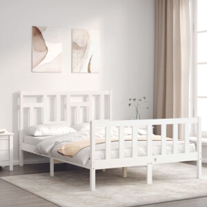 vidaXL Bedframe zonder matras massief grenenhout wit 140x200 cm