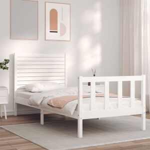 vidaXL Bedframe met hoofdbord massief hout wit