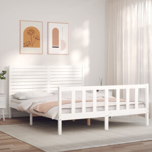 vidaXL Bedframe zonder matras massief grenenhout wit 160x200 cm