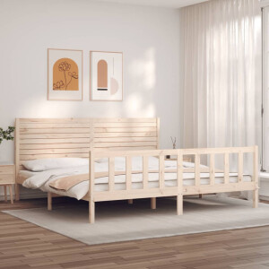 vidaXL Bedframe met hoofdbord massief hout