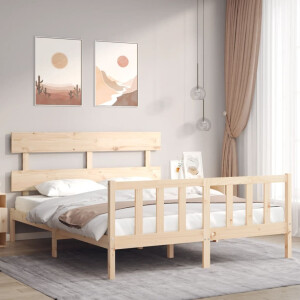 vidaXL Bedframe met hoofdbord massief hout
