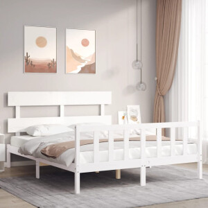 vidaXL Bedframe zonder matras massief grenenhout wit 160x200 cm