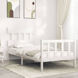 vidaXL Bedframe met hoofdbord massief hout wit