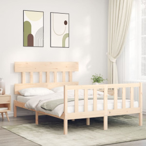 vidaXL Bedframe met hoofdbord massief hout 140x190 cm