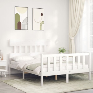 vidaXL Bedframe zonder matras massief grenenhout wit 140x190 cm