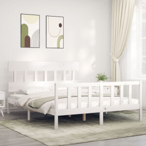 vidaXL Bedframe zonder matras massief grenenhout wit 160x200 cm