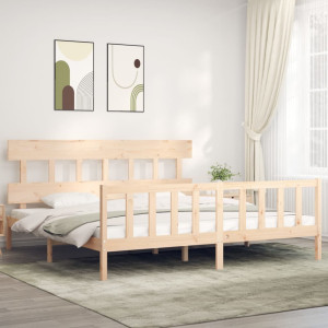 vidaXL Bedframe met hoofdbord massief hout