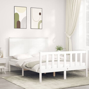 vidaXL Bedframe zonder matras massief grenenhout wit 140x190 cm