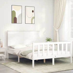 vidaXL Bedframe zonder matras massief grenenhout wit 140x200 cm