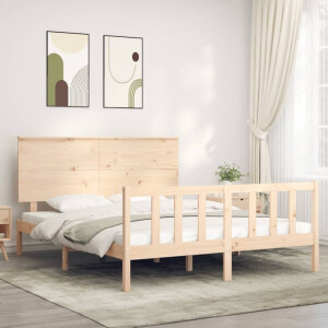 vidaXL Bedframe met hoofdbord massief hout