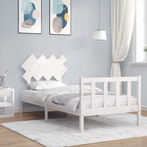 vidaXL Bedframe met hoofdbord massief hout wit