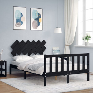 vidaXL Bedframe met hoofdbord massief hout zwart