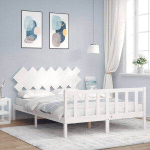 vidaXL Bedframe zonder matras massief grenenhout wit 140x190 cm