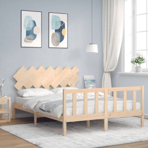 vidaXL Bedframe met hoofdbord massief hout