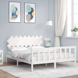 vidaXL Bedframe zonder matras massief grenenhout wit 160x200 cm